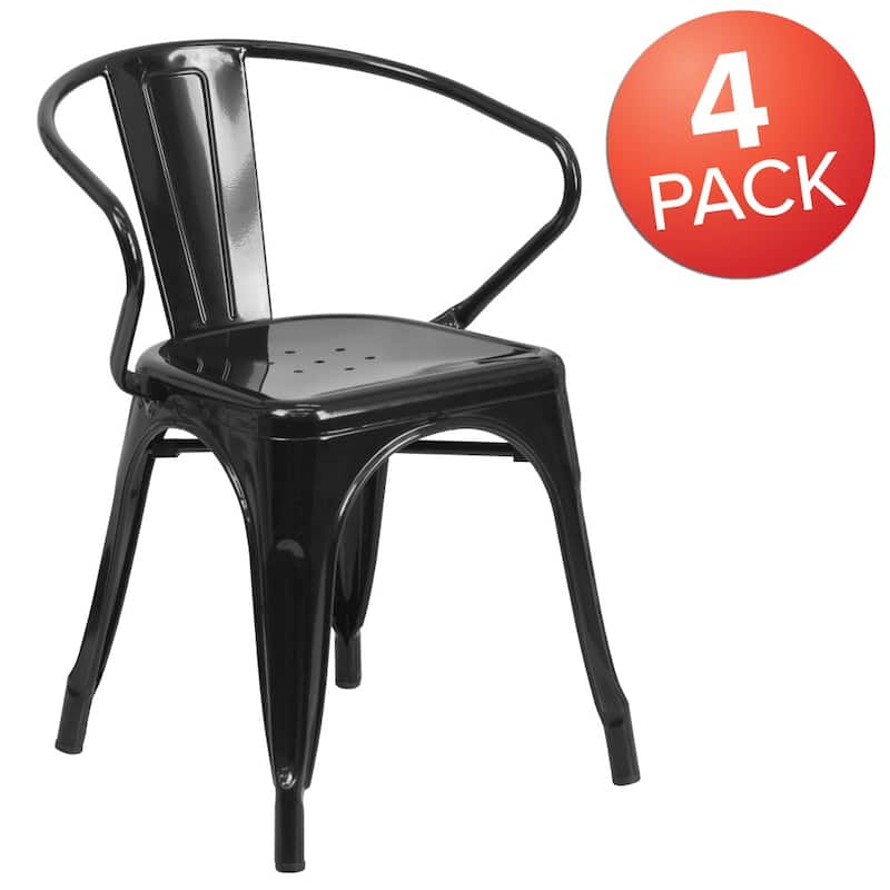 4 Pack Metal Indoor-Outdoor Chair with Arms