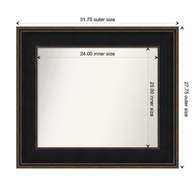 Mezzanine Espresso Framed Non-Beveled Custom Wall Mirror, Bathroom Vanity Mirror - Outer Size: 31.75 x 27.75