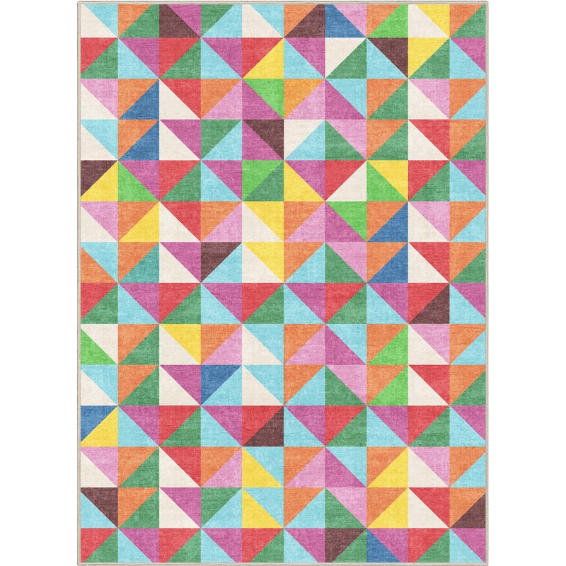 Well Woven Crayola Modern Tile Geometric Vibrant Multi Color Rug