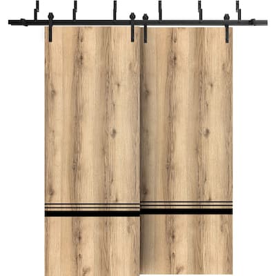 Barn Bypass Doors 72 x 80 Planum 0012 Oak with Sturdy 6.6ft