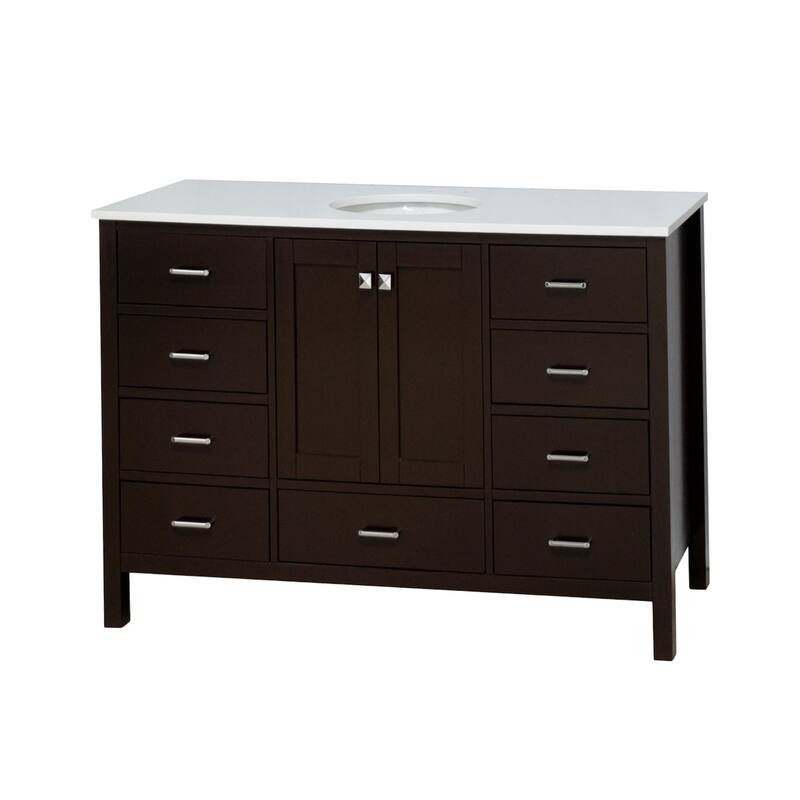 KitchenBathCollection Horizon 60" Single Bathroom Vanity with Engineered White Top