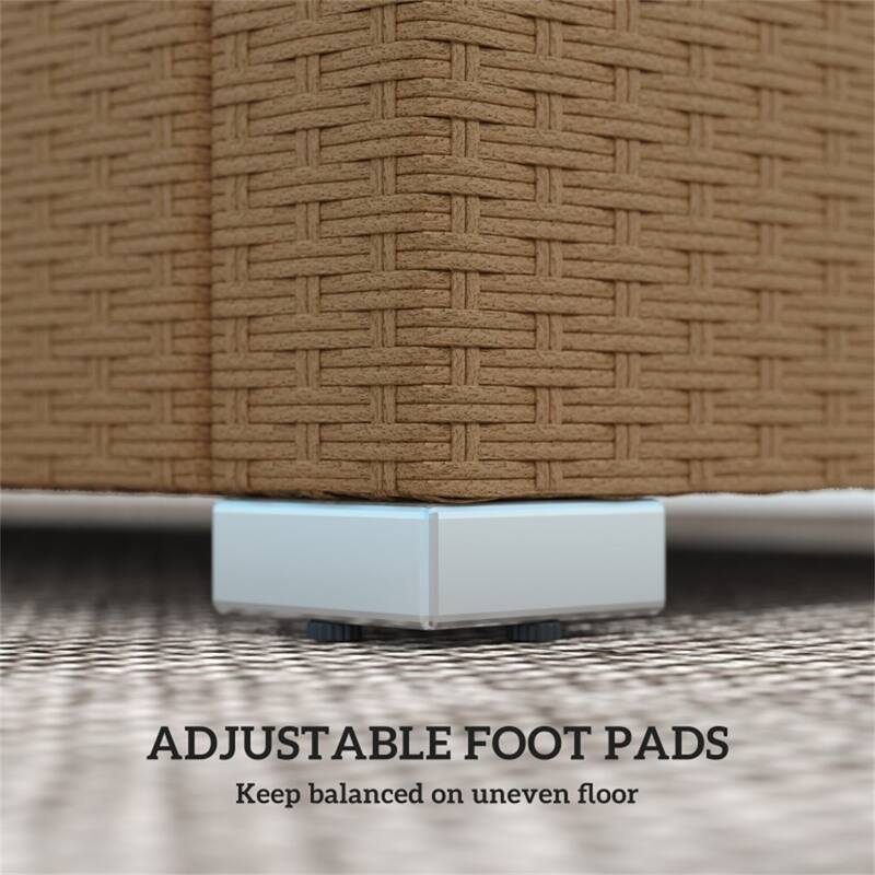 3-Seater Outdoor Rattan Sofa PE Wicker Steel Frame Patio Deck Garden Couch with Cushions and Throw Pillows