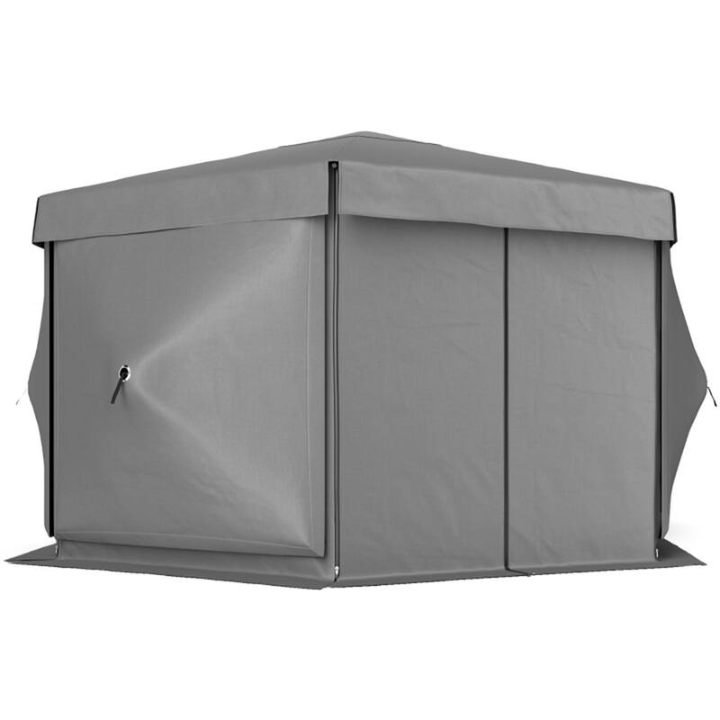 Dark Grey Oxford Fabric Fiberglass Canopy Tent 10-12 People - 70.9” L x 70.9” W x 86.6” H - Dark Grey