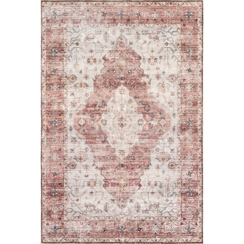 Nuloom April SpinClean Traditional Medallion Machine Washable Area Rug