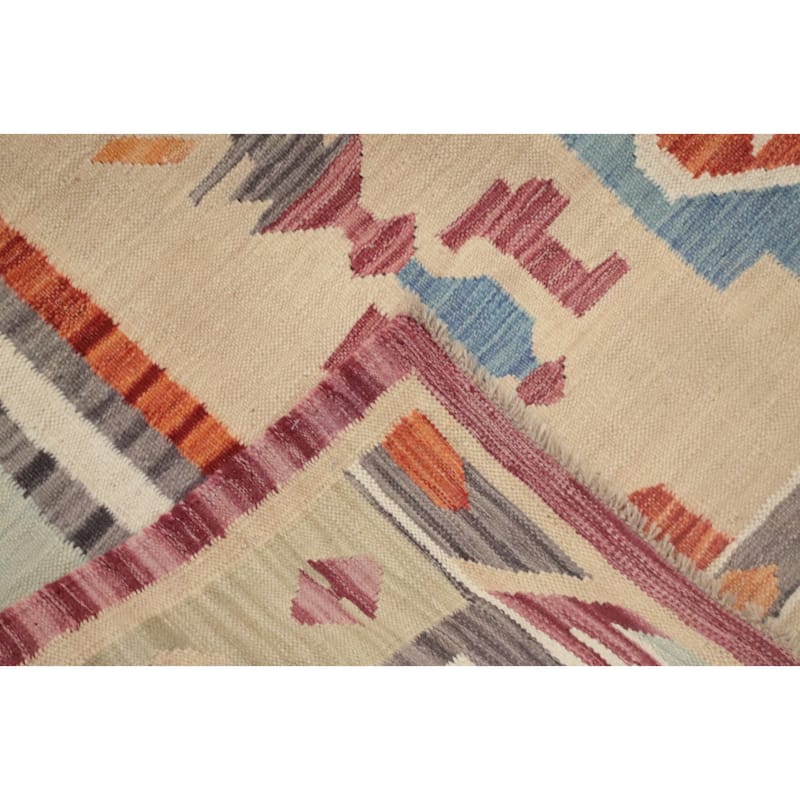 Hand Woven Oriental 100% Wool Carpet Southwestern Tribal Multi-Colored Kilim Area Rug - 9' 8'' X 6' 5''