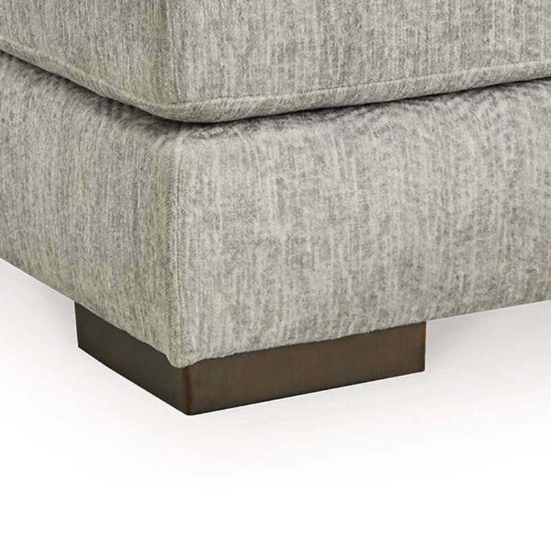 Accent Ottoman, 51 Inch Square, Light Gray Polyester, Chevron Patterns