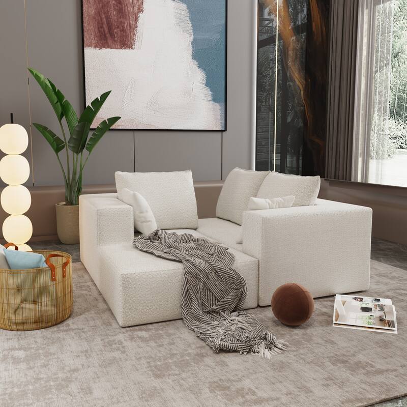 Beige Fabric & Foam Sofa and Sofa Bed, 107x39x26 inches, 166 lbs, Multi Combinations