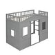 preview thumbnail 106 of 112, Solid Wood House Loft Bed with Window Design and Ladder, Twin/Full Size Playhouse Bed Loft Bed Frame with Guardrail for Kids