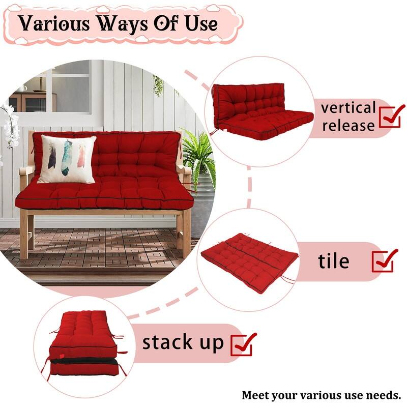 Porch Swing Replacement Cushion, 55in Outdoor Bench Cushions with Backrest Thicken 4"