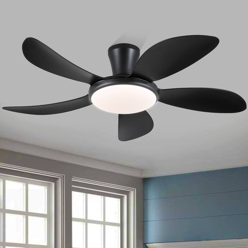 48 Inch Flush Mount DC Ceiling Fan with Lights, 5 Reversible Blades,3 CCT LED with Remote and APP Control,Energy Saving