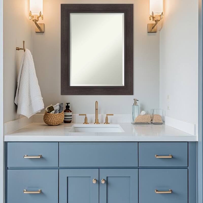 Sloped Beveled Framed Bathroom Vanity Wall Mirror