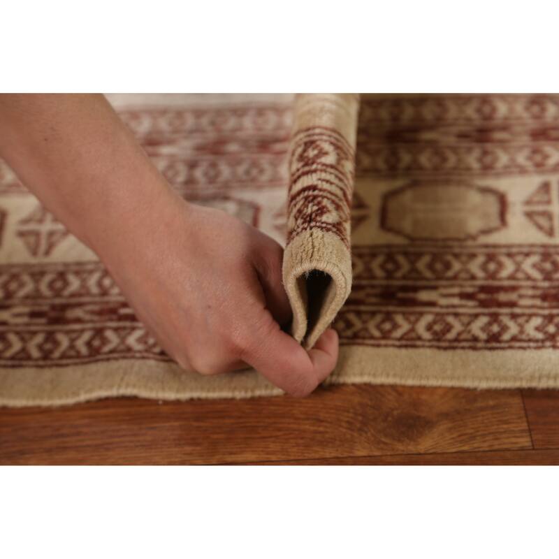 Hand Knotted Oriental 100% Wool Carpet Traditional Animal Pictorial Beige & Ivories Bokhara Area Rug - 6' 3'' X 4' 2''