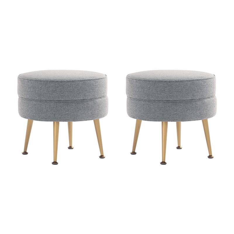 Manhattan Comfort Bailey Mid Century Modern Woven Upholstered Round Ottoman