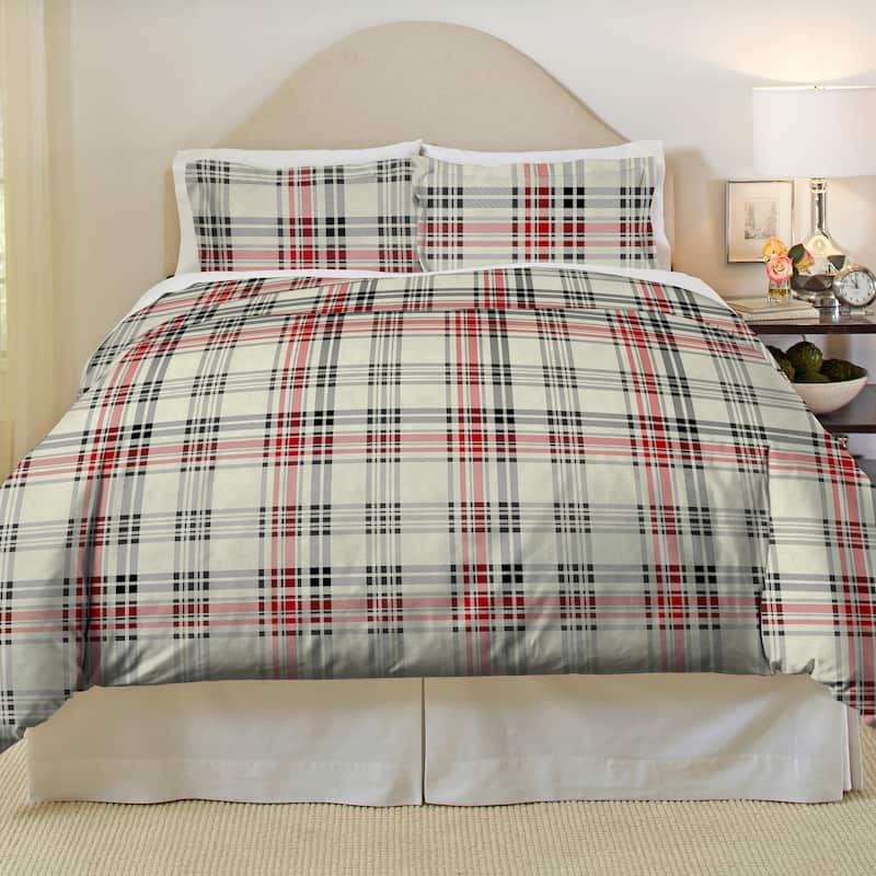 Pointehaven Flannel 180 GSM Brushed Soft Cotton Oversized Duvet Sets - King - Cal King - Kensington