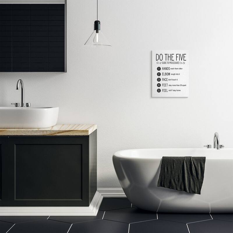 Stupell Five Procedures of Cleanliness Virus Office Sign Canvas Wall Art Design By Lettered and Lined