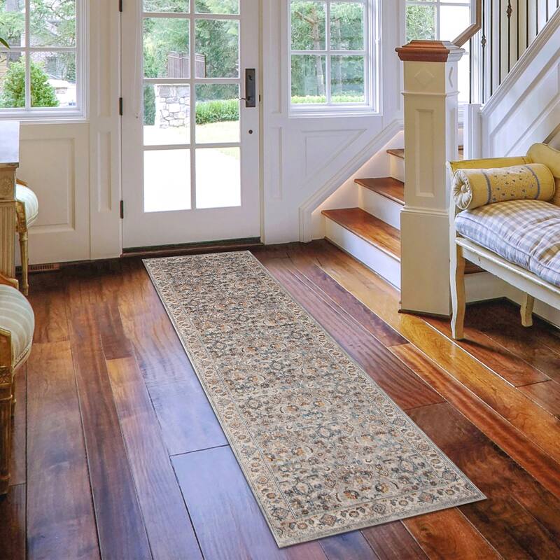 Arcelina Nuulyn Gray Oriental Polyester Area Rug - 2'7" x 10' Runner