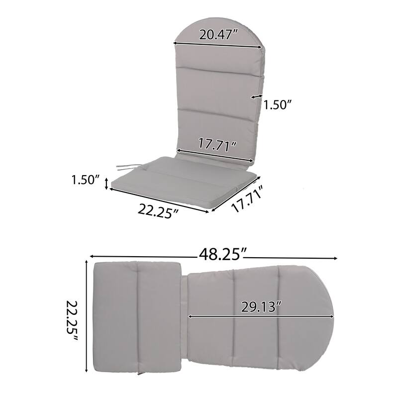 Roomfitters Malibu Adirondack Chair Cushion with Ties, Water-Resistant Fabric