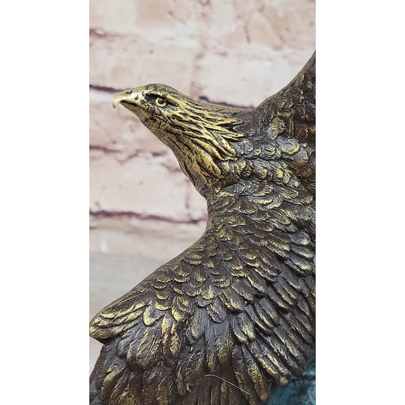 Art Deco Multi Color Patina American Bald Eagle Clic Bronze Statue Artwork