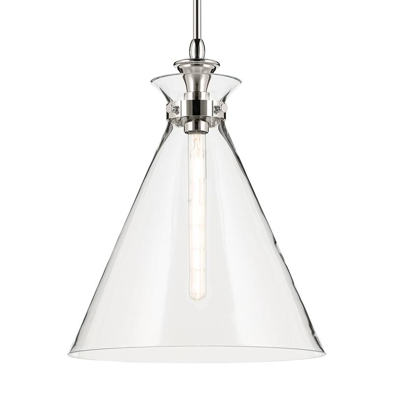 Kichler Lighting Laria 16 Inch 1 Light Pendant with Clear Glass in Polished Nickel