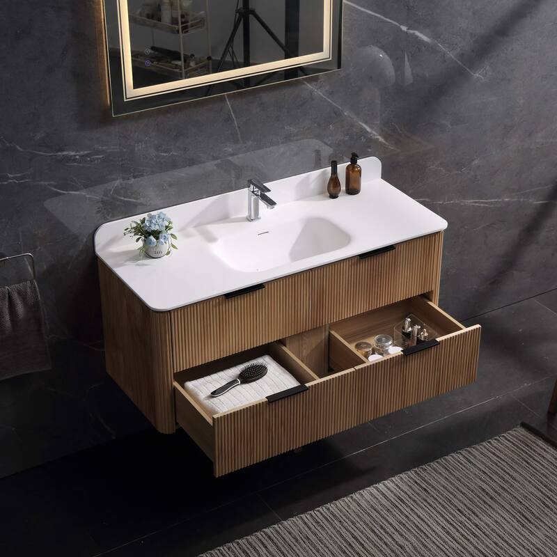 Modland 48" Wall-Mounted Bathroom Vanity with Acrylic Top Integrated Sink & Overflow