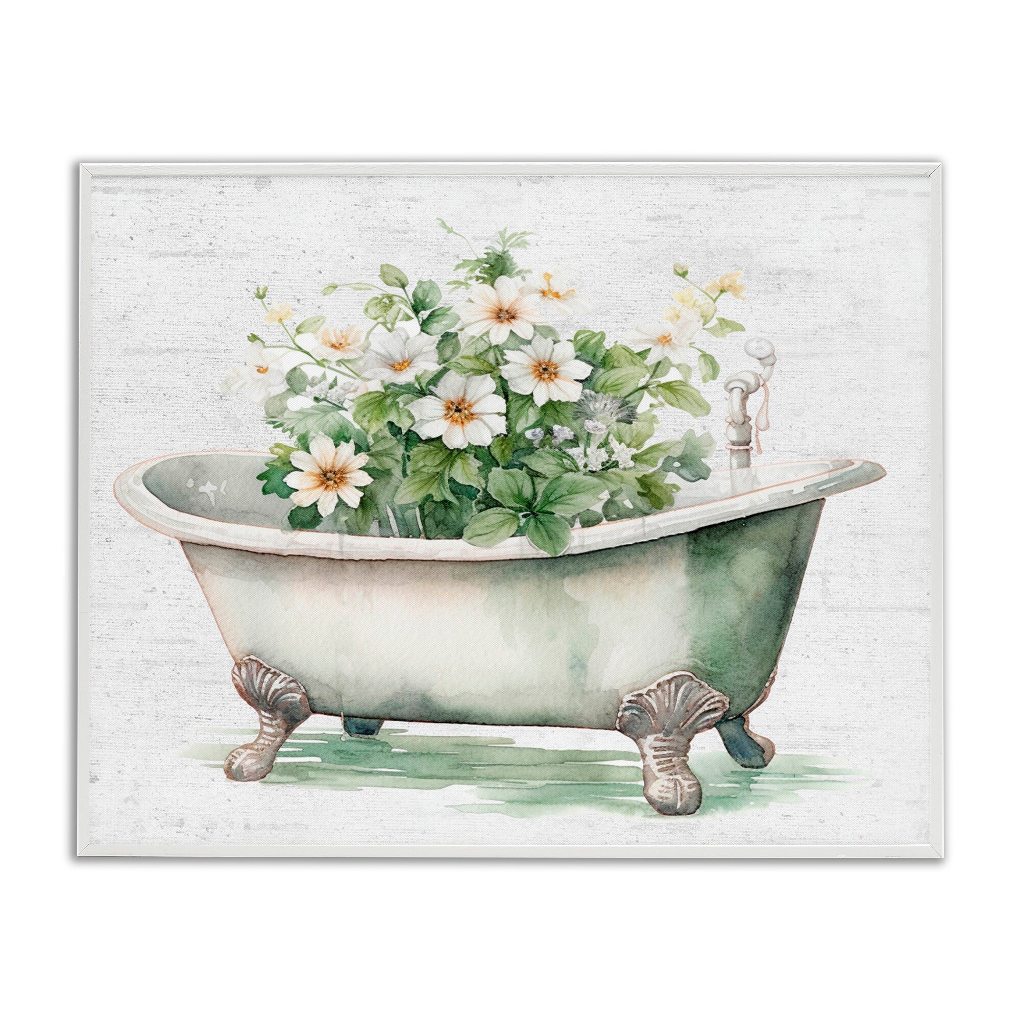 Stupell Boho Tub with Daisies Framed Giclee Art Design By Lettered and Lined