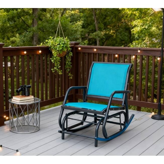 GDFStudio Outdoor Evadne Mesh Outdoor Glider Chair for Smooth Rocking