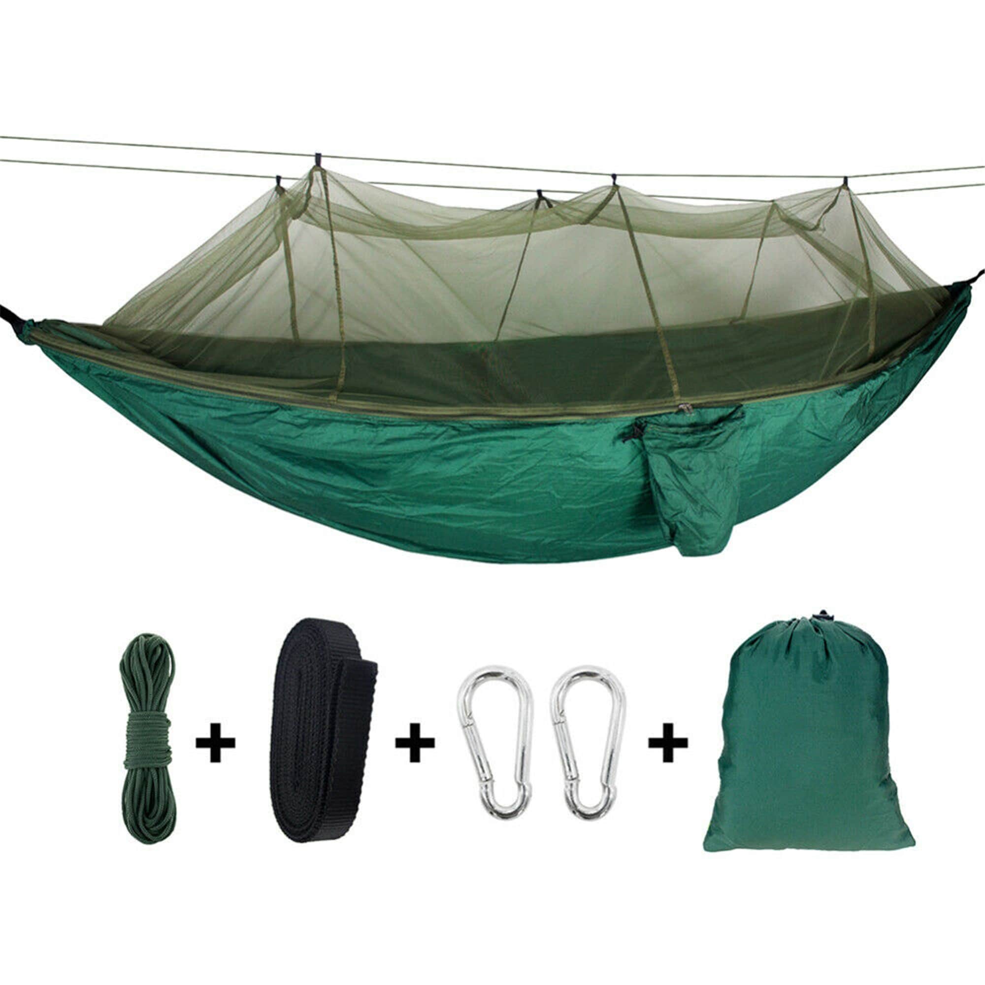Portable Double Camping Hammock with Mosquito Net Netting Hanging Bed Outdoor 