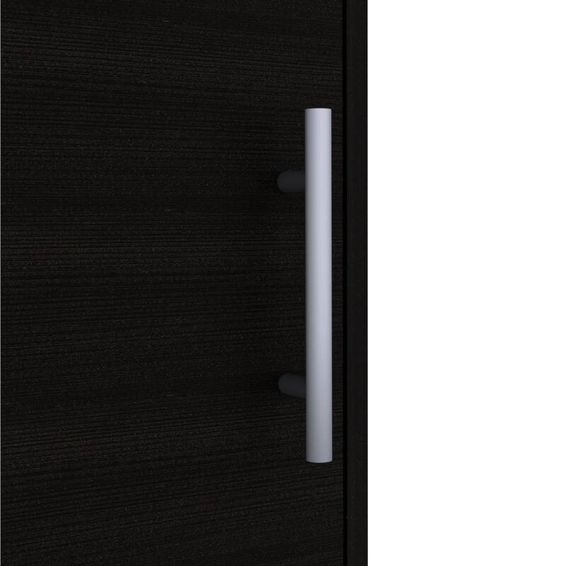 FM Furniture Bristol Nightstand with Cabinet and Open Shelf