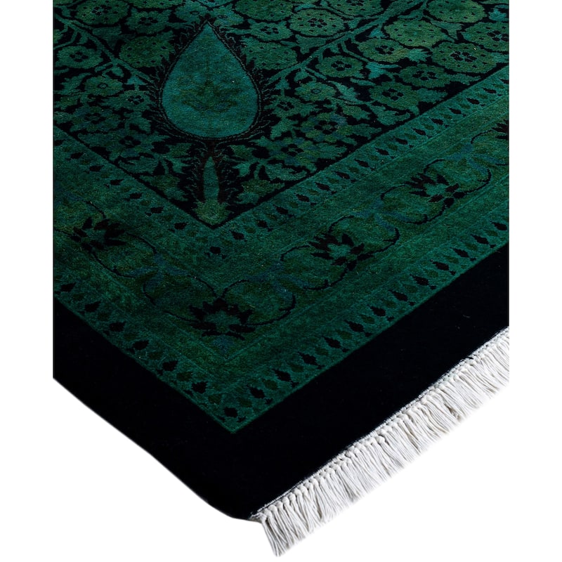 Overdyed One-of-a-Kind Hand-Knotted Area Rug - Green - 12' 0" x 18' 7"