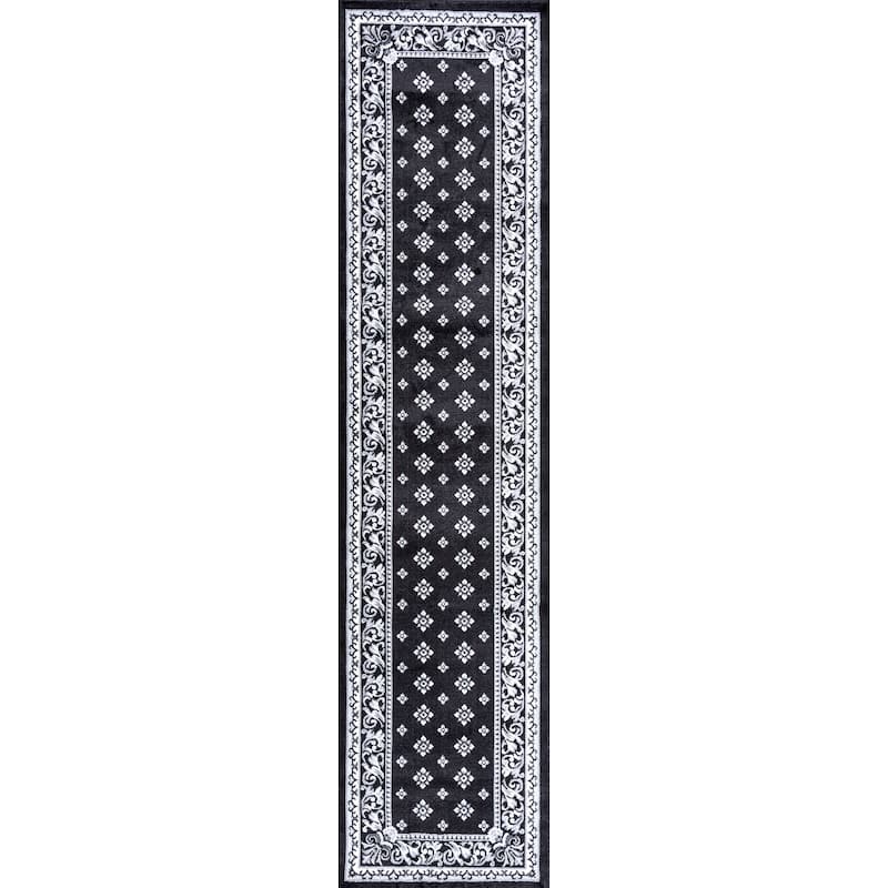 JONATHAN Y Marrakesh French Border Area Rug - 2 X 10 - Black/Gray