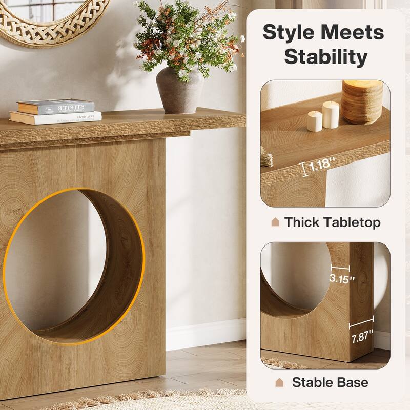 41.33" Farmhouse Console Table with Circular Cutout for Entryway, Hallway & Behind Sofa