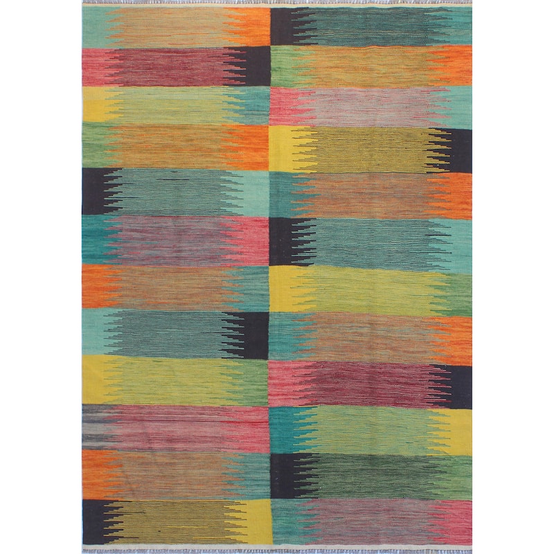 Modern Flatweave Anastaci Red/Gold Rug - 5'7" x 7'10"