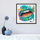 preview thumbnail 7 of 13, iCanvas "Lips Open Teal" by NUWARHOL Framed