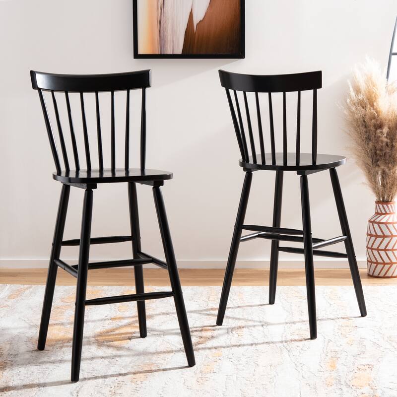 SAFAVIEH Belva 30-inch Spindle Farmhouse Bar Stool (Set of 2) - 20" W x 21" D x 44" H - 20"W x 21"D x 44"H