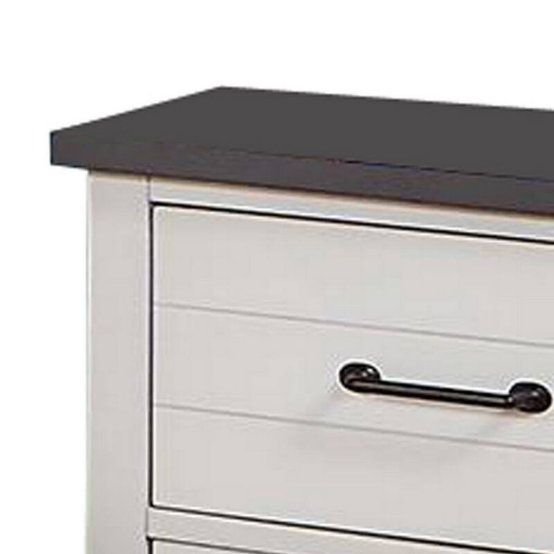 White/Gray 2 Drawer 22 in. W Nightstand with Sturdy Hardware and Ample Storage