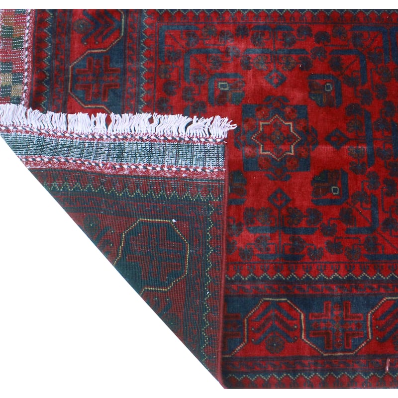 Khamyab Zarmina Red/Navy Runner - 2'11" x 18'11"