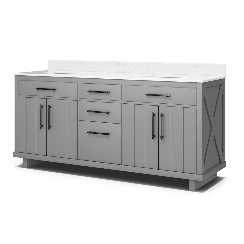 72-inch Double Bathroom Vanities with 2 Integrated Rectangular Sinks