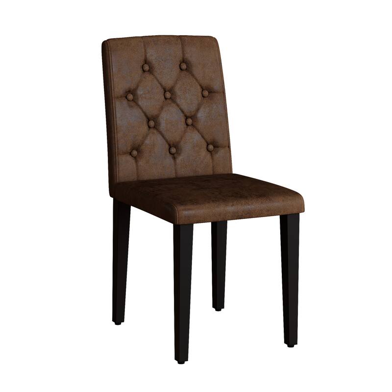 Upholstered Dining Chairs Set of 4, Button Tufted Dining Chair with Metal Legs, Modern Suede Fabric Side Chair with Backrest