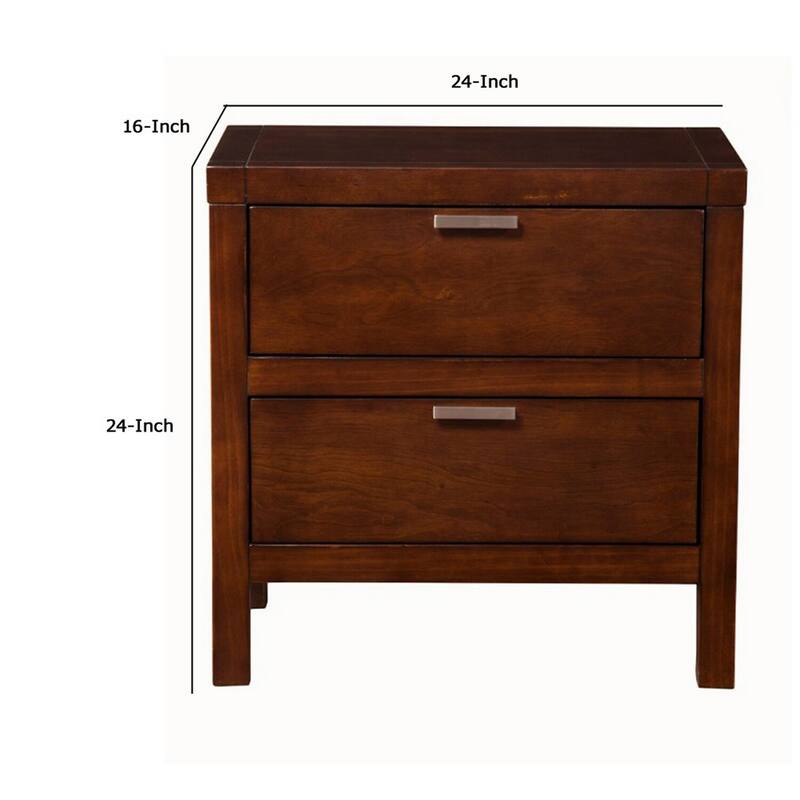 Brown 2 Drawer 24 in. W Nightstand with Sturdy Hardware and Ample Storage