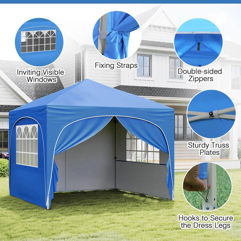 Costway 10 X 10 FT Pop up Canopy Tent Outdoor Easy Setup Sunshade with - See Details