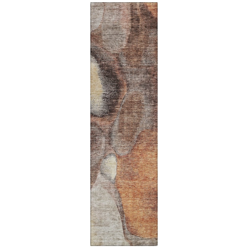 Machine Washable Indoor/ Outdoor Abstract Contemporary Chantille Rug