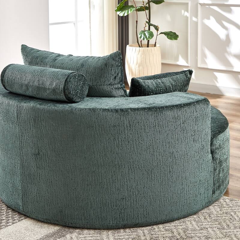 55in Wide Chenille Sponge Single Sofa Fluffy Modern Sleeper Chair