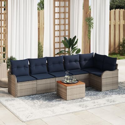 vidaXL 7 Piece Garden Sofa Set with Cushions - 113.2×48.2×27.2
