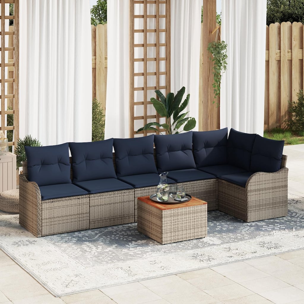 vidaXL 7 Piece Garden Sofa Set with Cushions - 113.2×48.2×27.2
