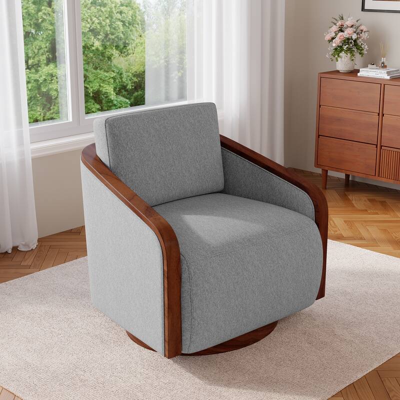 Chenille Modern 360°Swivel Barrel Chair Round Base