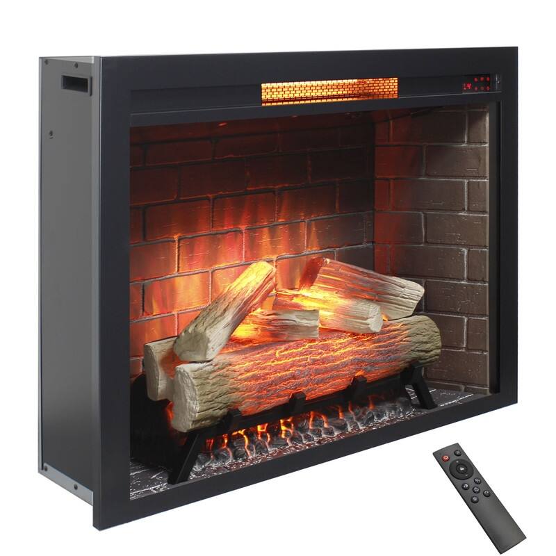 18/23/33 Inch Electric Fireplace Insert Ultra Thin Heater with Set Realistic Flame Touch Remote Control Overheating Protection