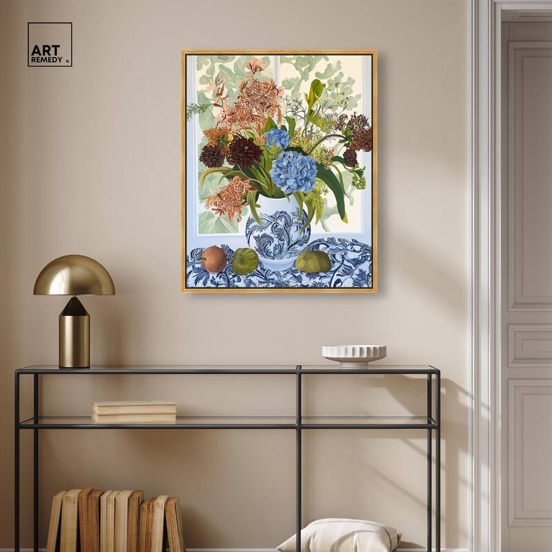 Blue Vase Bounty Canvas by Art Remedy