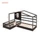 preview thumbnail 6 of 14, Wood House Bed Twin Size, 2 Twin Solid Bed L structure with Fence and Slatted Frame