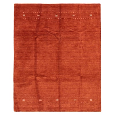 ECARPETGALLERY Hand Loomed Kashkuli Gabbeh Dark Copper Wool Rug - 8'0 x 9'10