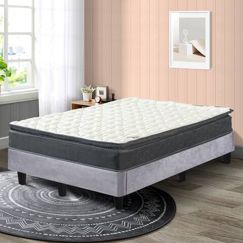 Onetan Mattress and Platfrom Bed Set, 10-Inch Memory Foam Medium Pillow Top Hybrid Mattress and 13" Wood Premium Platform Bed